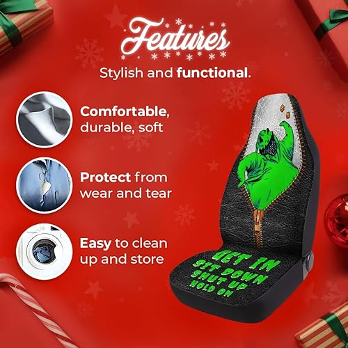 Miniatura 5 de Nightmare Skellington Ghost 2 - Fundas de asiento delantero para automóvil, camión, SUV, regalos de Navidad, funda de asiento de cubo duradera,