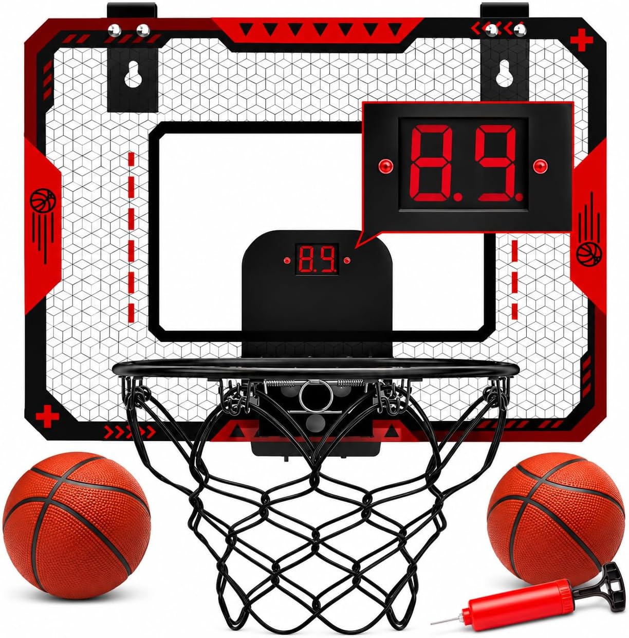 Indoor Basketball Hoop for Kids 5 6 7 8 9 10+Years Old Boys,Mini Basketball Hoop Over The Door Mini Hoop with Electronic Scoreboard & 3 Balls,Kids Basketball Hoop Sport Toys for Gift for Boys Age 5-10