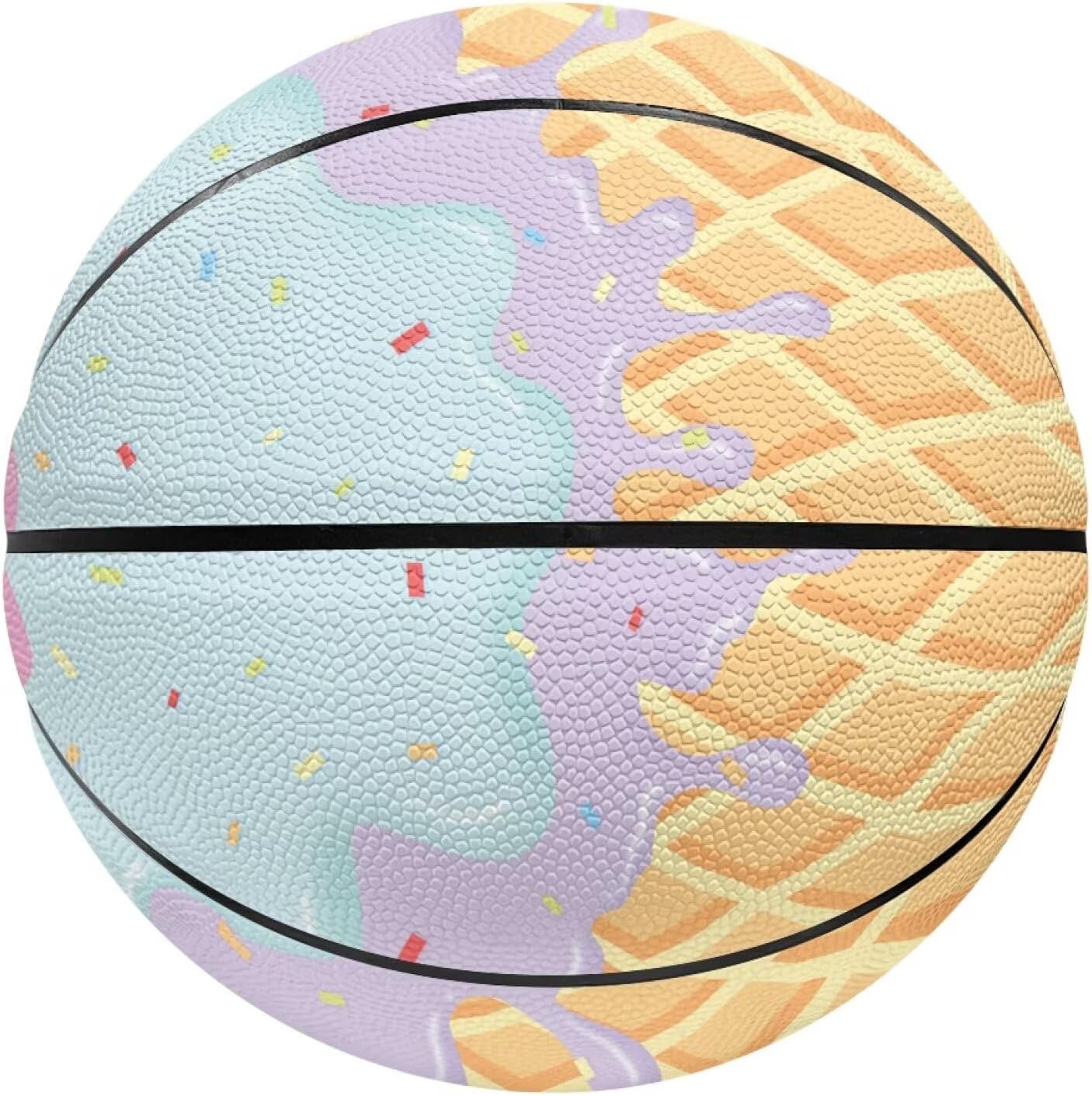 Blue Ice Cream Custom Basketball for Men Women Kids – Personalized Name Basketball Gift Size 5 & 7, PU Leather with Good Control, for Practice, Match, Party, Corporate Events