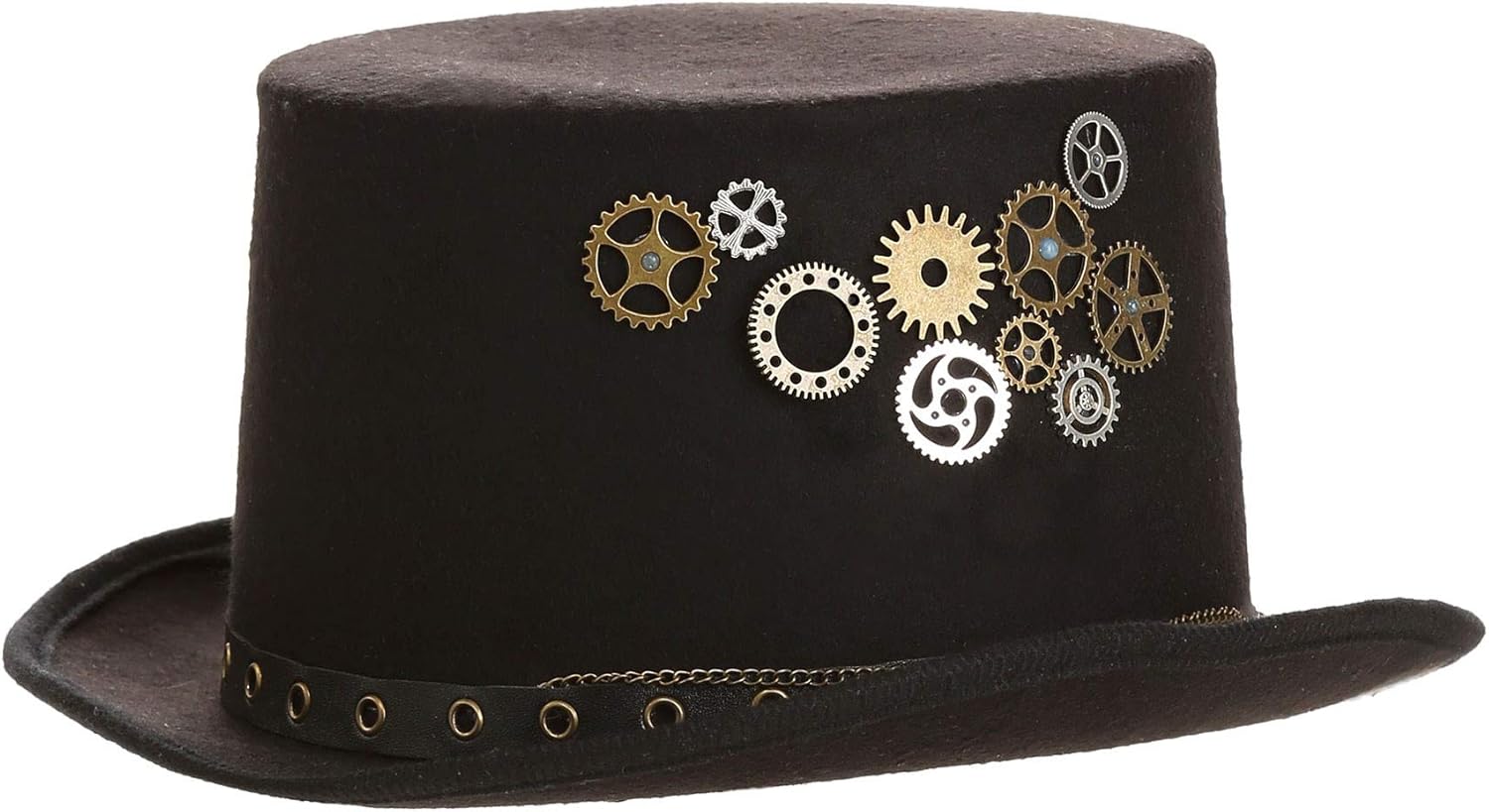 Sombrero de copa Steampunk con engranajes metálicos y banda