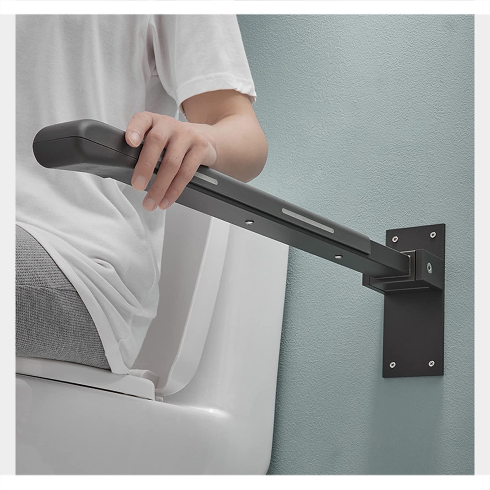 Barre d'appui antidérapante et fluorescente en acier pour douche sécurisée