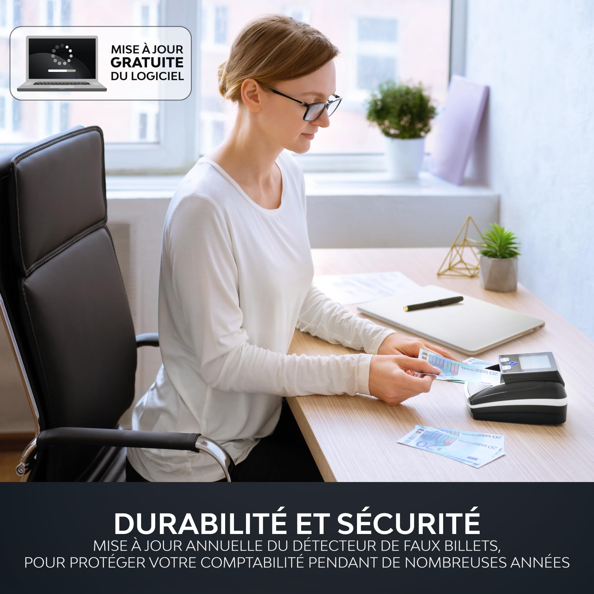 Detecteur Faux Billet - Détecteur UV/MG/IR pour Faux Billets Euros, Faux Dollars, Faux Billets Livre Sterling - Scanner portable compact et léger
