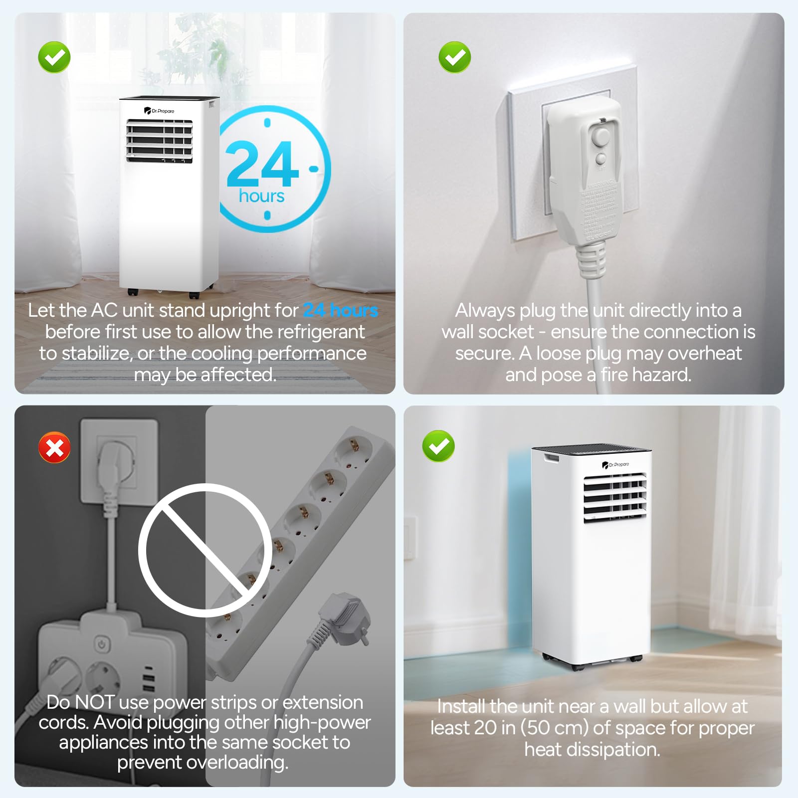 DR.PREPARE Mobiles Klimagerät 9000 BTU mit APP, 4 in 1 Mobile Klimaanlage mit Abluftschlauch, Kühlen&Ventilieren&Entfeuchten, Ventilator & Schlafmodus mit Fernbedienung, Kühlt bis zu 30m², 1-24H Timer