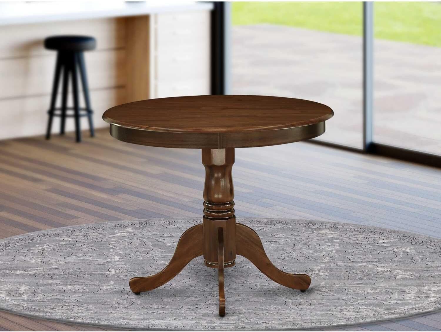 HomeStock Round Wood Dining Table - Sturdy Kitchen Table for Small Spaces Walnut/36-Inch Without Dropleaf