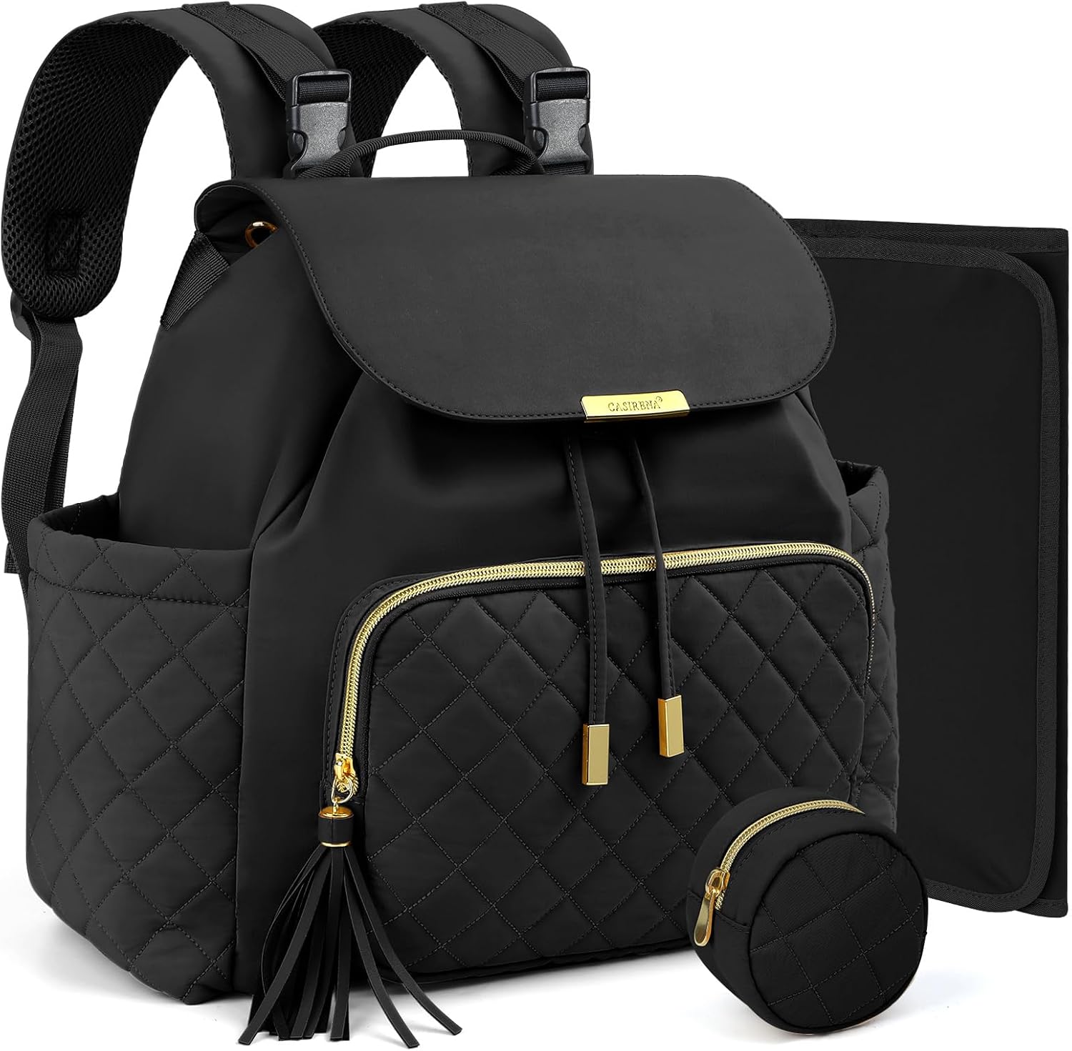 CASIRENA Diaper Bag Backpack, Small Baby Travel Bag, Stylish Mom Daypack, Water-Resistant Diaper Backpack, Cute Baby Bag for Girl Boy with Changing Pad,Stroller Buckles,Insulated Pockets (Black) CASIRENA Diaper Bag Backpack, Small Baby Travel Bag, Stylish Mom Daypack, Water-Resistant Diaper Backpack, Cute Baby Bag for Girl Boy with Changing Pad,Stroller Buckles,Insulated Pockets (Black)