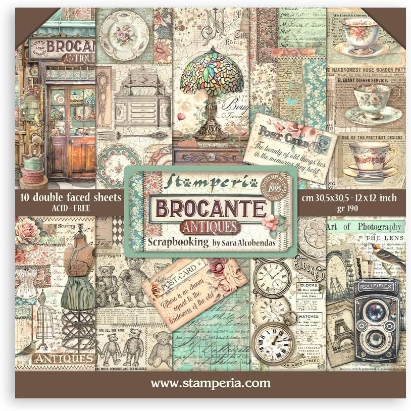 Stamperia Brocante Antiques Double-Sided Paper Pad 12""X12"" 10/Pkg, SBBL150