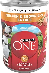 Purina ONE Chicken & Brown Rice Wet Dog Food, Tender Cuts (12 x 13 oz cans)