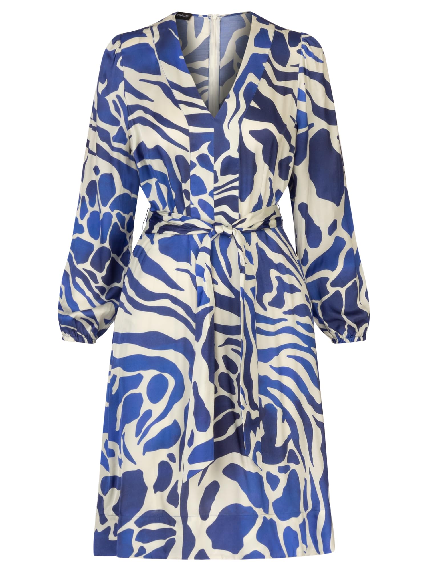 APART Fashion Kurzes Satinkleid Vestido, Azul Real-Crema, 36 Mujeres