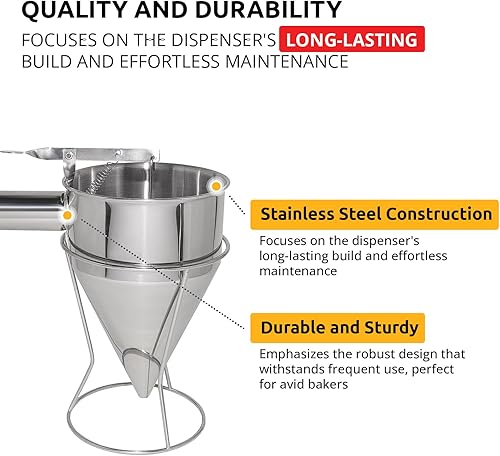 Miniatura 2 de ALDKitchen Dispensador de masa  Acero inoxidable  Vertedor de masa (embudo)