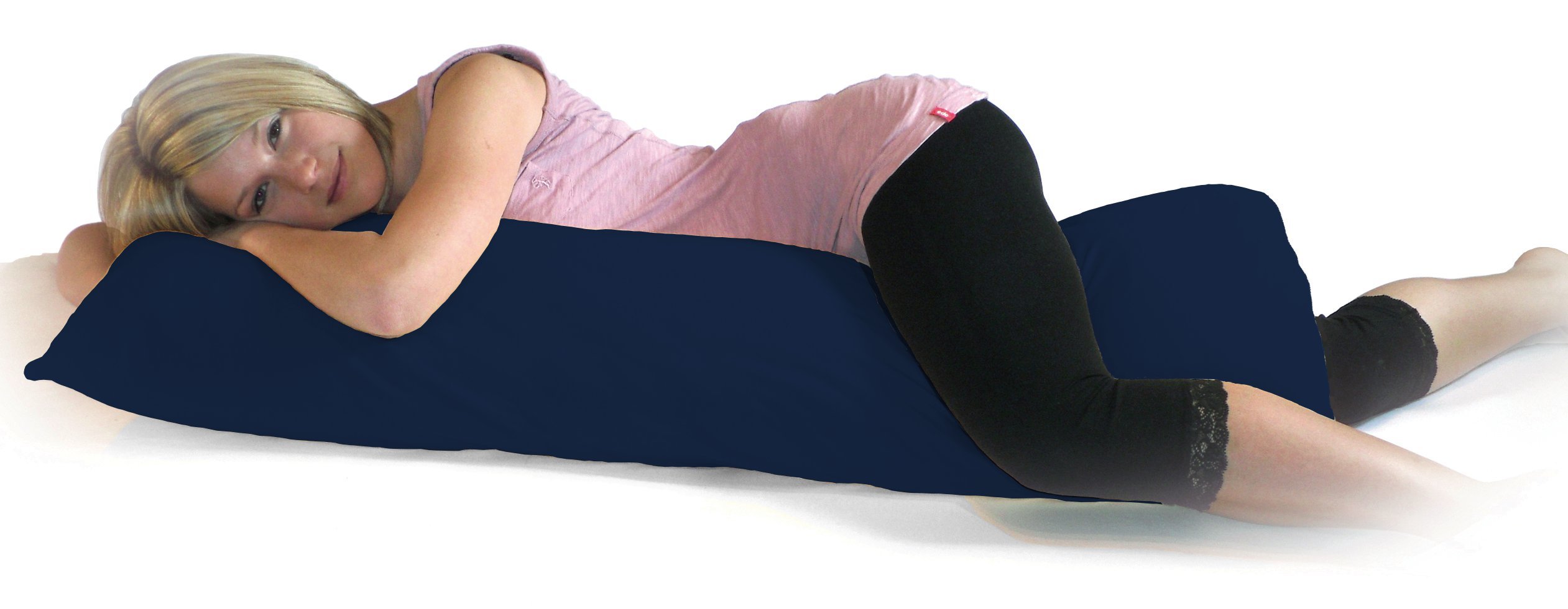 Dukal | Bezug für Seitenschläferkissen | 40x140-40x145 cm | aus hochwertigem DOPPEL-Jersey | 100% Baumwolle | Farbe: Marine