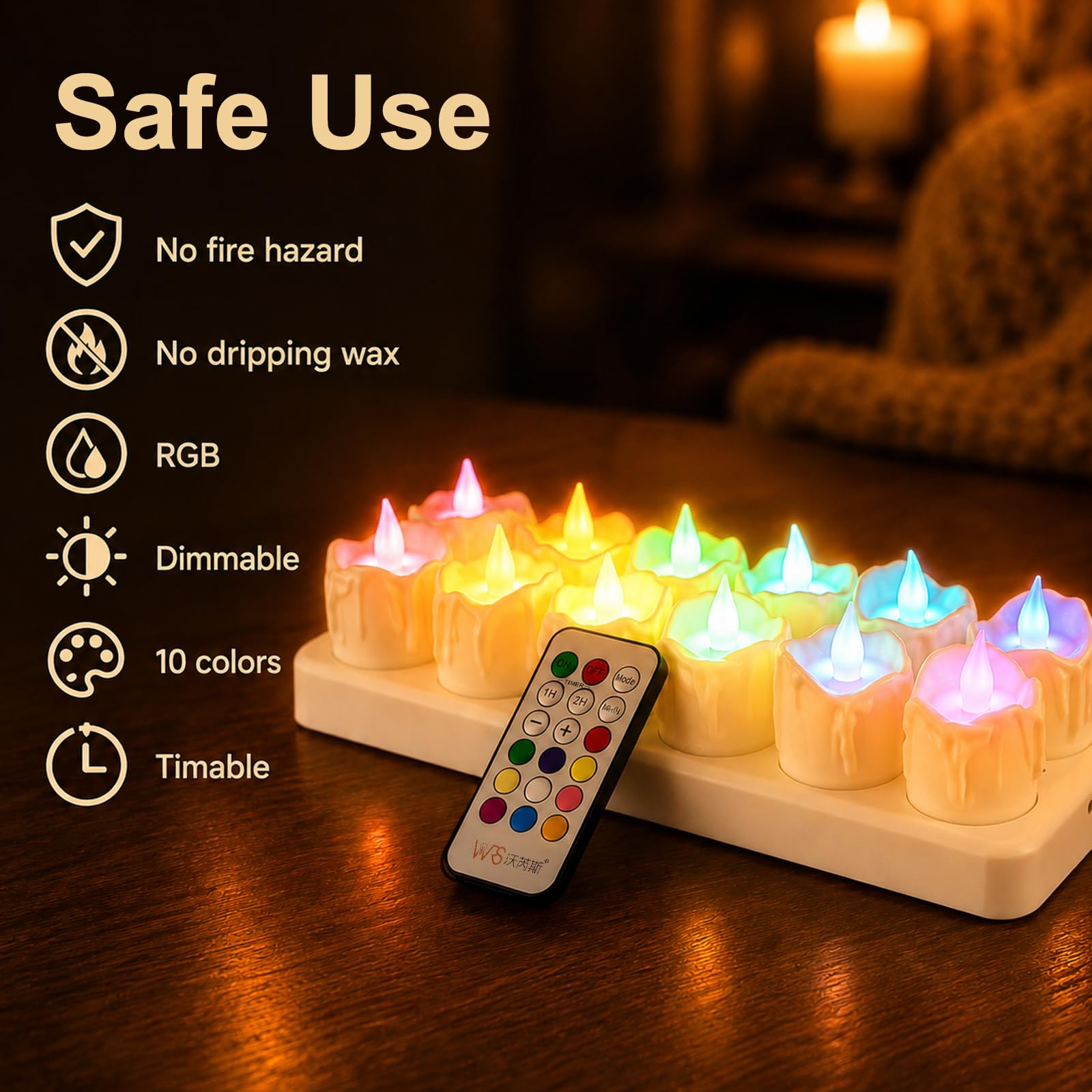 12 Stück Wiederaufladbare Teelichter Flackernd mit Fernbedienung und Timerfunktion, LED Kerzen mit Ladestation für Party Zimmer Wohnzimmer Halloween Weihnachten Deko