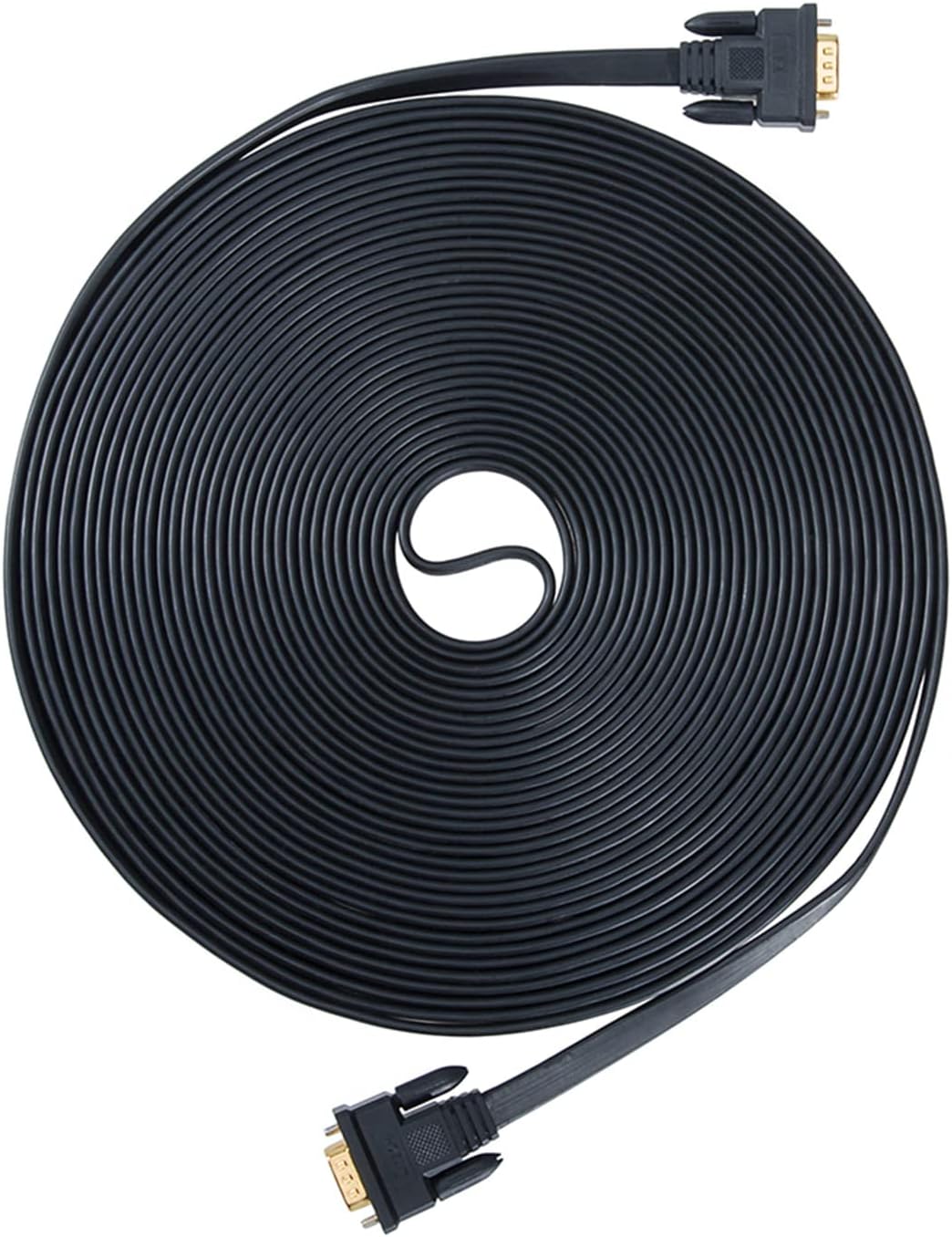 DTECH Flat Thin Extra Long VGA Cable 100 ft 15 Pin Male to Male Computer Monitor Cord HD15 Connector 1080p High Resolution (31 Meter, Black)