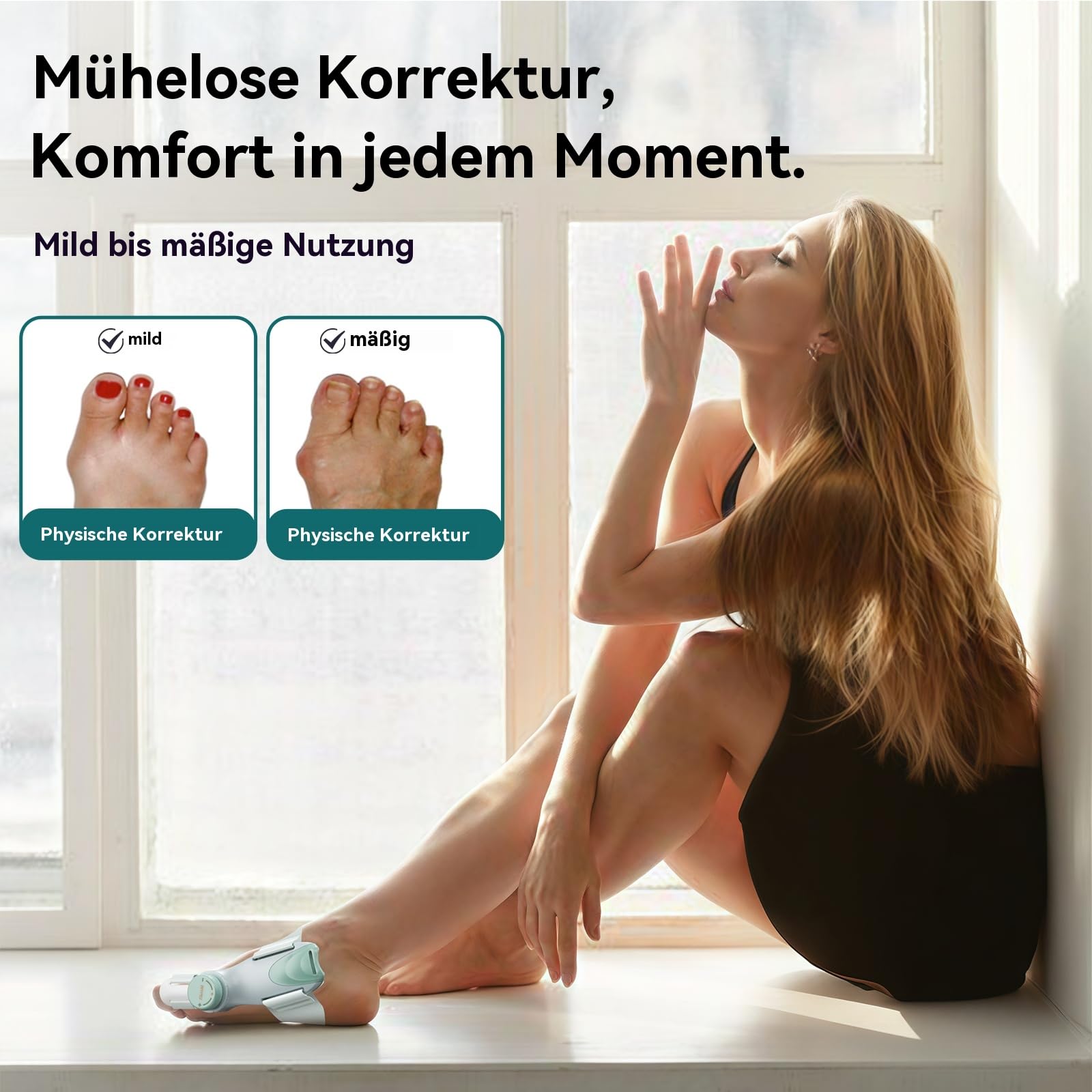 2 Pack Hallux Valgus Korrektur Schiene, Verstellbarer Ballenzeh Korrektor mit Drehknopf für Großzehen-Ausrichtung & Schmerzlinderung, Nacht Hallux Valgus Bandage & Zehenspreizer, Large Band