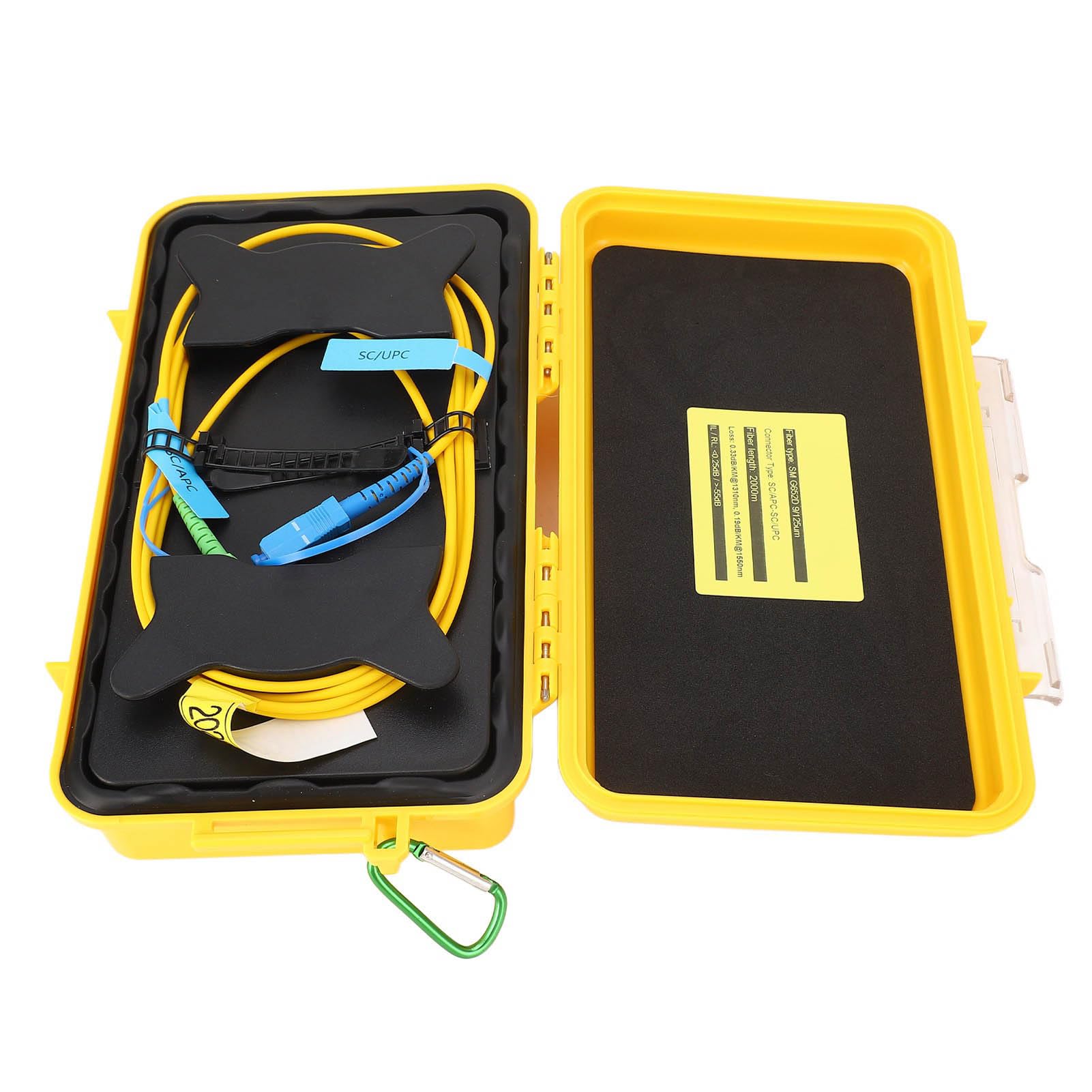 Hyuduo Caja de Cable de Lanzamiento OTDR Cable de Prueba de Fibra óptica Portátil Impermeable SC SC UPC 2KM Modo único 1310 1550 Nm para Redes Informáticas de Telecomunicaciones CATV y Técnicos de