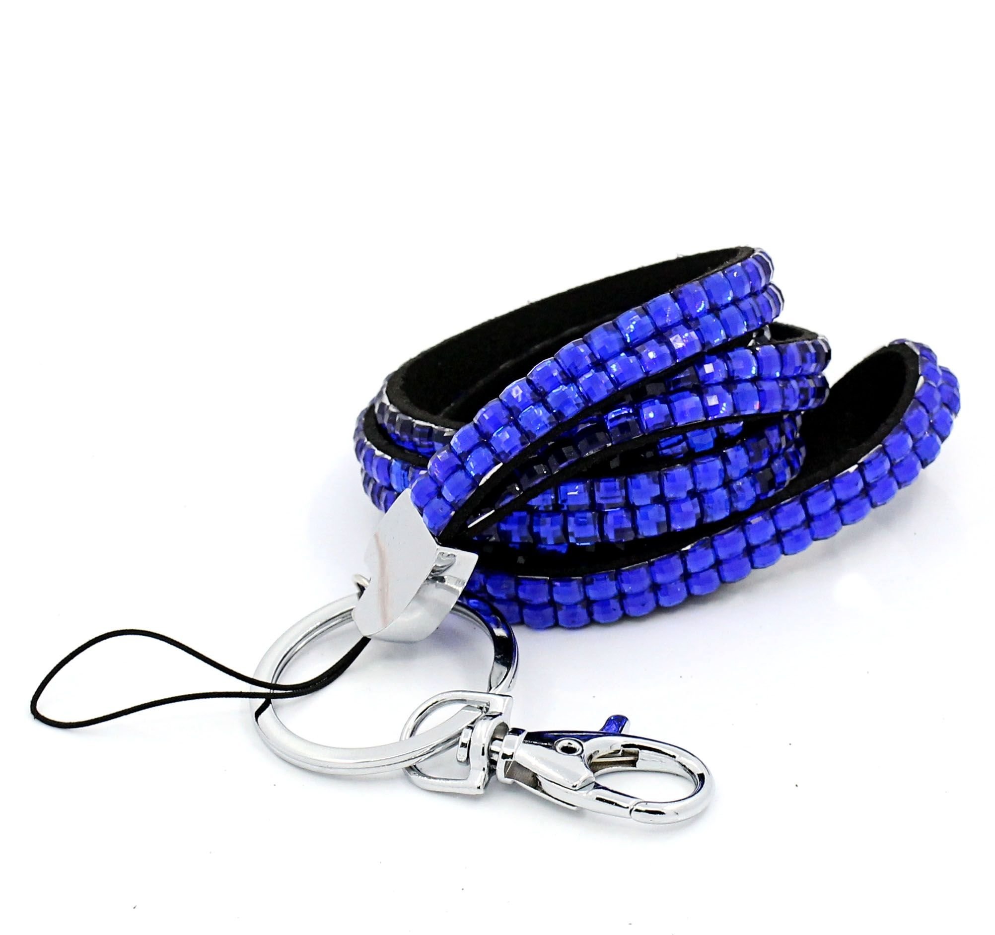 Ckb Ltd Blue 1X Bling Id Acrylic Rhinestone Style Lanyard Neck Strap Swivel Metal Clip