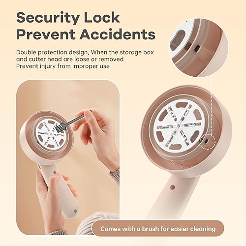 Miniatura 4 de bubbacare Afeitadora de tela, removedor de pelusas, afeitadora eléctrica de pelusa con 3 engranajes y 6 cuchillas, desfuzzer recargable por USB,