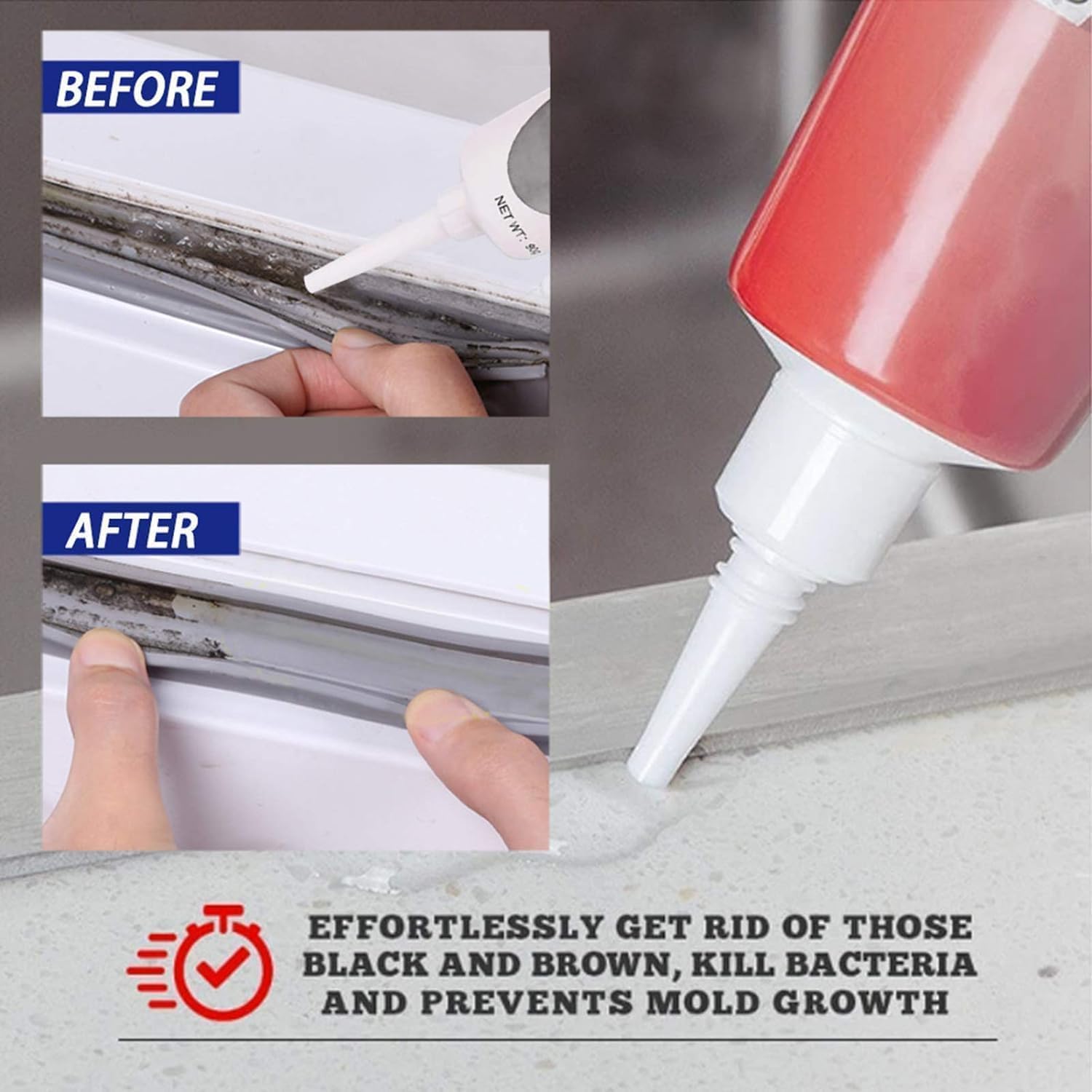 Aezta Mold Remover Gel for Wall Tiles Grout Sealant Bathroom Cleaning Home, Showers, Kitchen Sinks, Mildew Cleaner for Washing Machine Refrigerator Strips 3