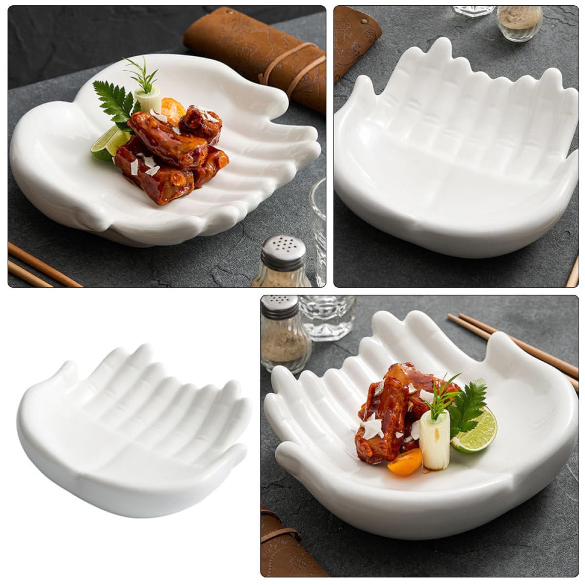 TIDTALEO Assiette à Sushi Céramique Double Design Original Plat de Présentation Japonais pour Restaurant et Snacks