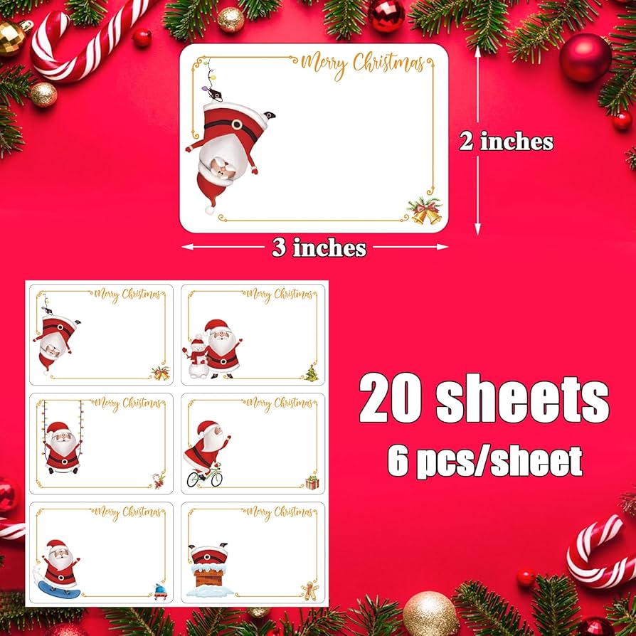 Amazon.com: 120pcs Christmas Labels Gift Tags Stickers Self Adhesive Labels for Presents Large Blank Christmas Name Tags for Gifts Santa : Health & Household for Free Printable Blank Christmas Labels