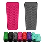 ZAXOP 2 Pack Heat Resistant Silicone Mat Pouch for Flat Iron, Curling Iron,Hair Straightener,Hair Curling Wands,Hot Hair Tools (Grey & HOT Pink)