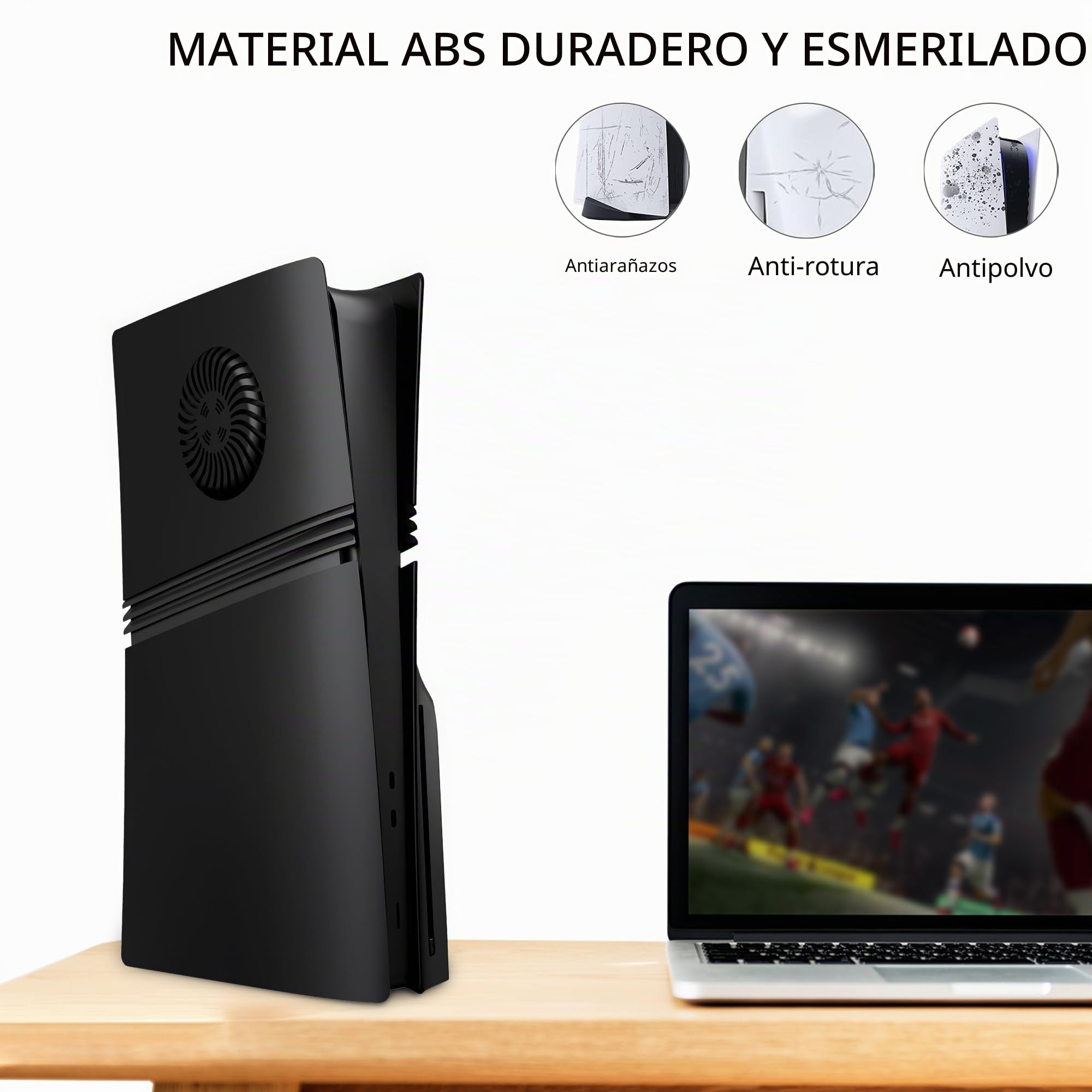 DOBEWINGDELOU Placa frontal para PS5 Pro Disc Edition con ventilación y filtro de polvo, cubierta ABS a prueba de polvo, carcasa lateral de repuesto