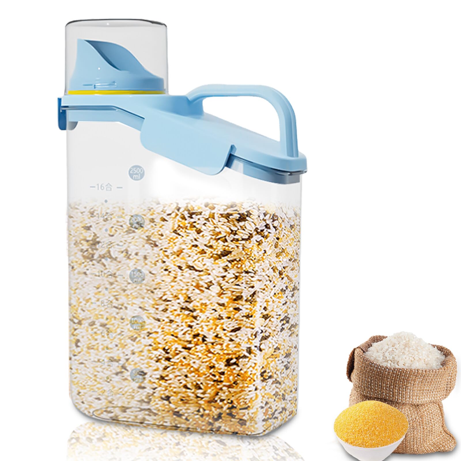 Tarros de almacenamiento de 2,8 litros, para perros con vaso medidor, doble sellado y resistente a la humedad, con asa para comida para perros, caja de almacenamiento de cocina para comida para