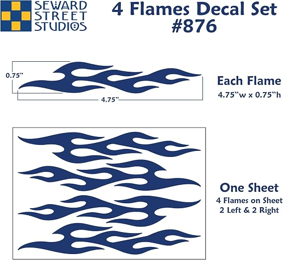 Reflective Decals Flames Set Retro Fire Safety Sticker Kit Flame Reflector Stickers - Seward Street Studios (Yellow)