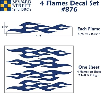 Reflective Decals Flames Set Retro Fire Safety Sticker Kit Flame Reflector Stickers - Seward Street Studios (Yellow)