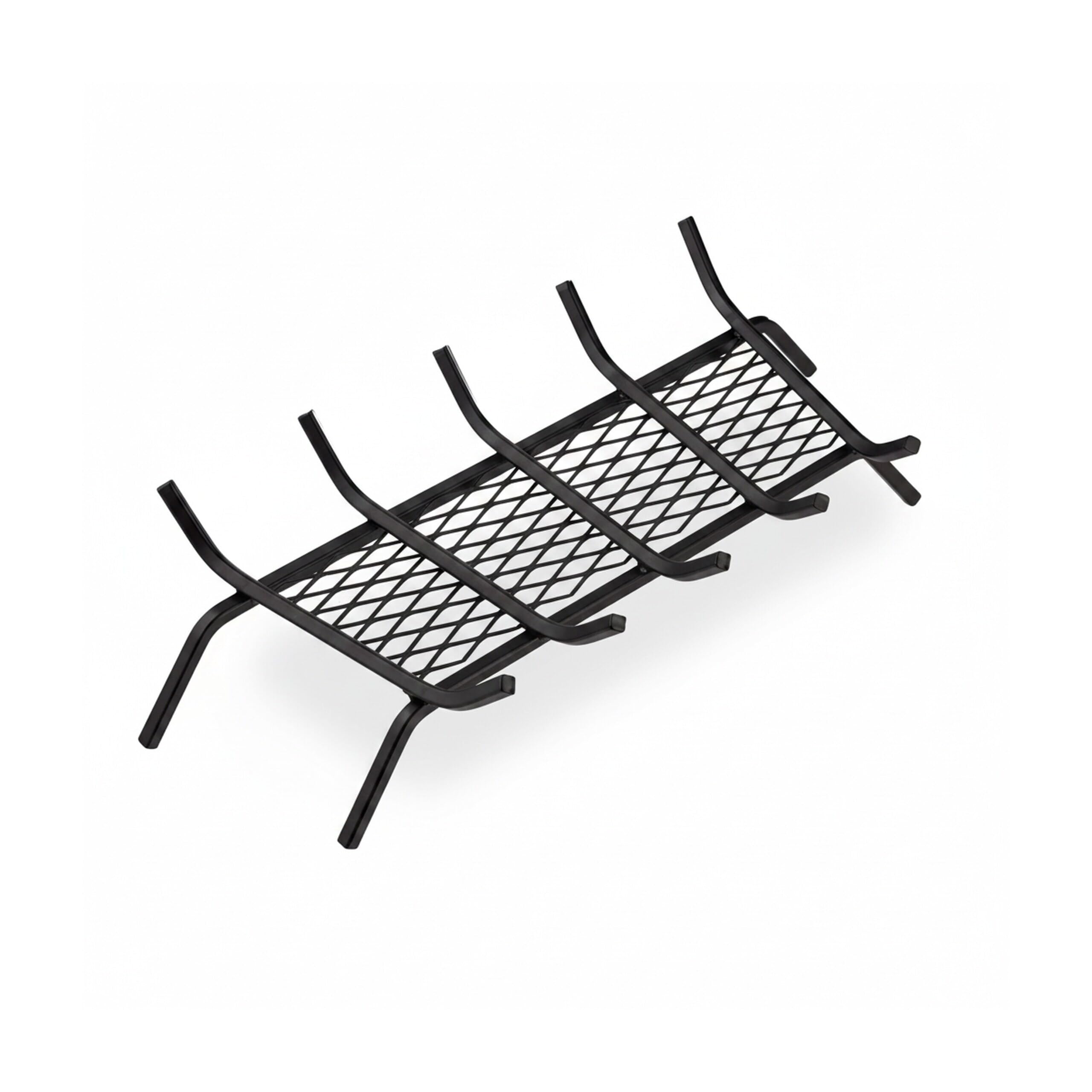 Relaxdays Brucialegna da Camino, Rettangolare, Acciaio, Caminetto con Grill, con Piedi di Appoggio, 17x69x34 cm, Nero