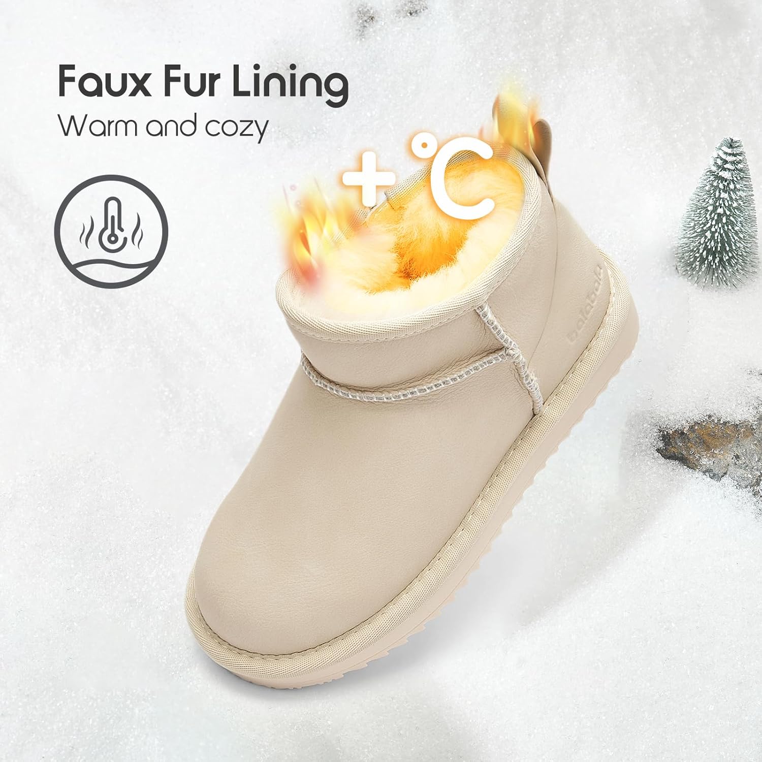 Balabala Water Resistant Girls Snow Boots Winter Boots Kids Snow Boots Boys Snow Boots Classic Suede Warm Hiking Boots