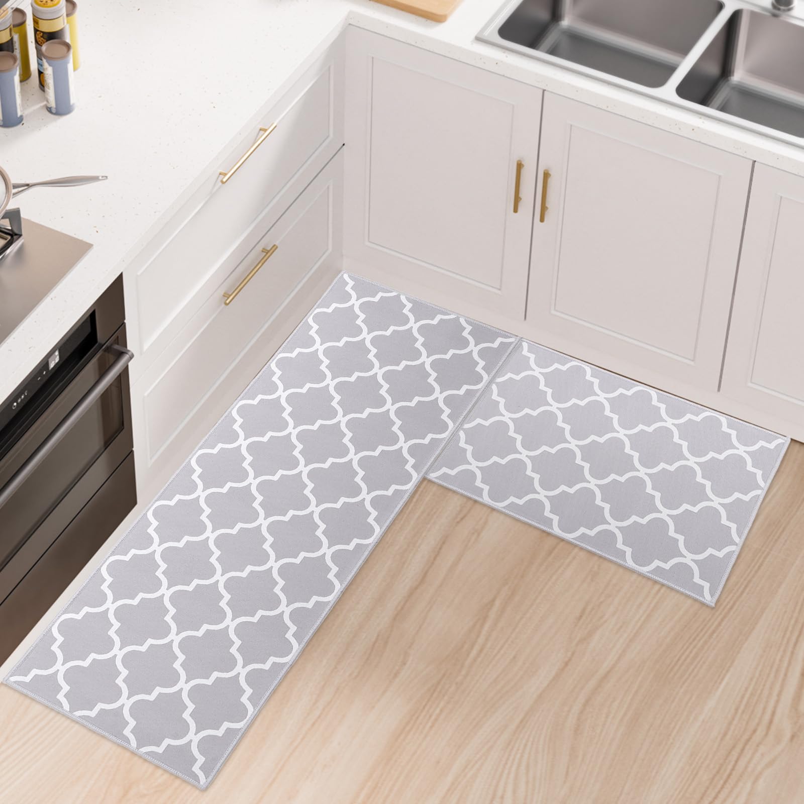 Tapis de Cuisine Antidérapant 2 Pièces 40x60cm+40x120cm Lavable Absorbant
