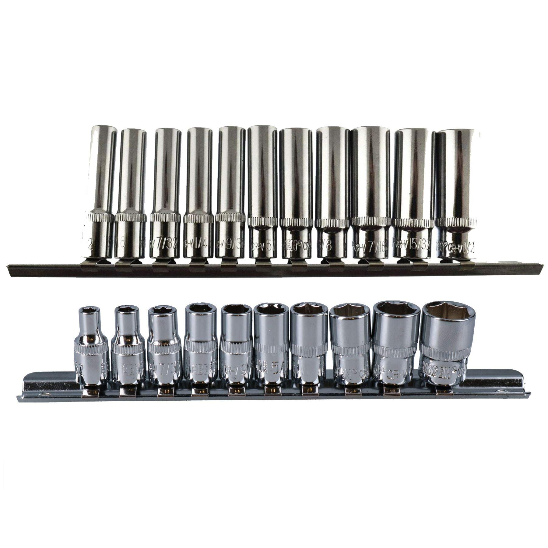 US PRO Tools 11 Stck. 1/4" Dr Tiefe SAE Steckdosen Einzelnes Sechskant