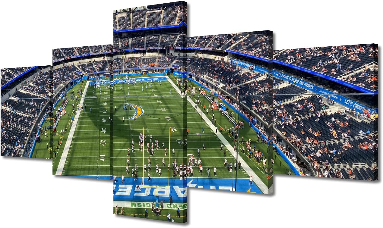 TUMOVOSoFi Stadium Canvas Wall Art Painting Los Angeles Sports Stadium Wall Decor for Living Room Football Game Pictures Print on Canvas Framed Modern Artwork for Home Bedroom Decorations, 50"Wx24"H