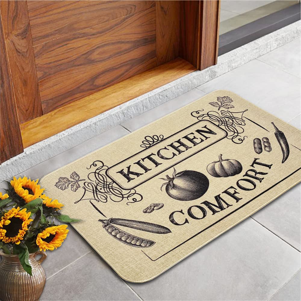 Kitchen Mats Cushioned Anti Fatigue Rubber Back Non Slip for Floor Runner, Rustic Farmhouse Kitchen Rugs Home Decor for Counter Top Standing Sink House Warming