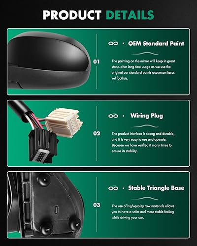 Miniatura 4 de SCITOO Espejos retrovisores laterales para conductor y pasajero para Chevy Silverado Pickup 2007, nuevos modelos de estilo de carrocería 2008-2013,