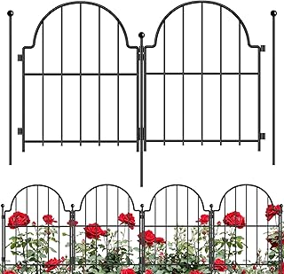 Garden Fence, 17 in(H) x 21 ft(L) Arched Rustproof Metal No Dig Fence Garden Fence Border, Ground Stake Animal Barrier Fence for Rabbit Dog, Outdoor Landscape Decor for Yard & Patio,19 Pack