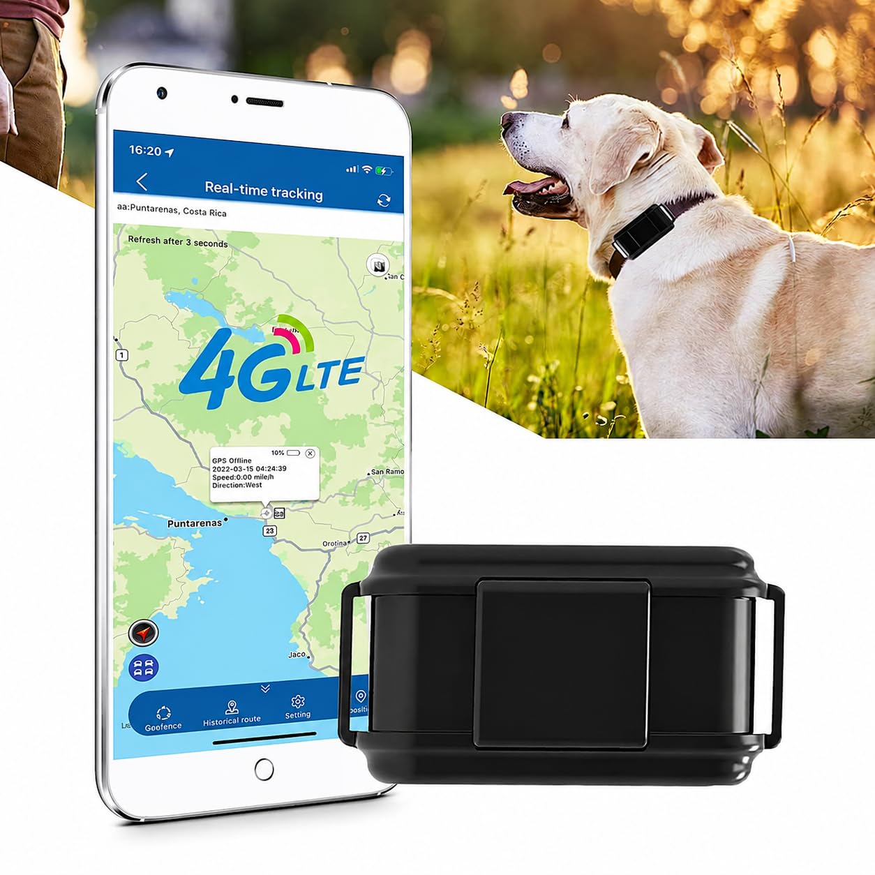4G Collar GPS Perros de Caza Sin Suscripción 3000mAH Rastreador GPS Perros a Prueba de Agua con Micrófono Seguimiento en Tiempo Real Llamadas de Voz Alarma de Sonido Sin Distancia Límite 4G TK919Pro