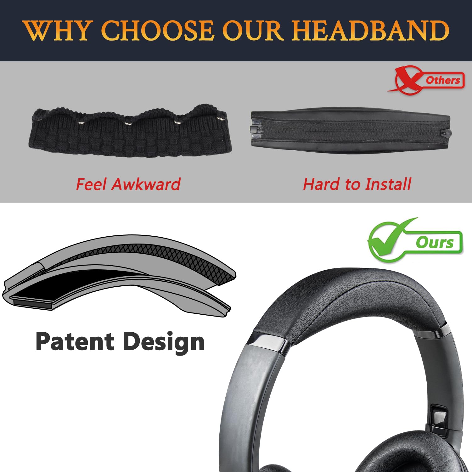 SOULWIT Bandeau Couverture pour JBL Tour One/Tour One M2/Tour One M3 Casque, Pièce de Rechange pour Headband