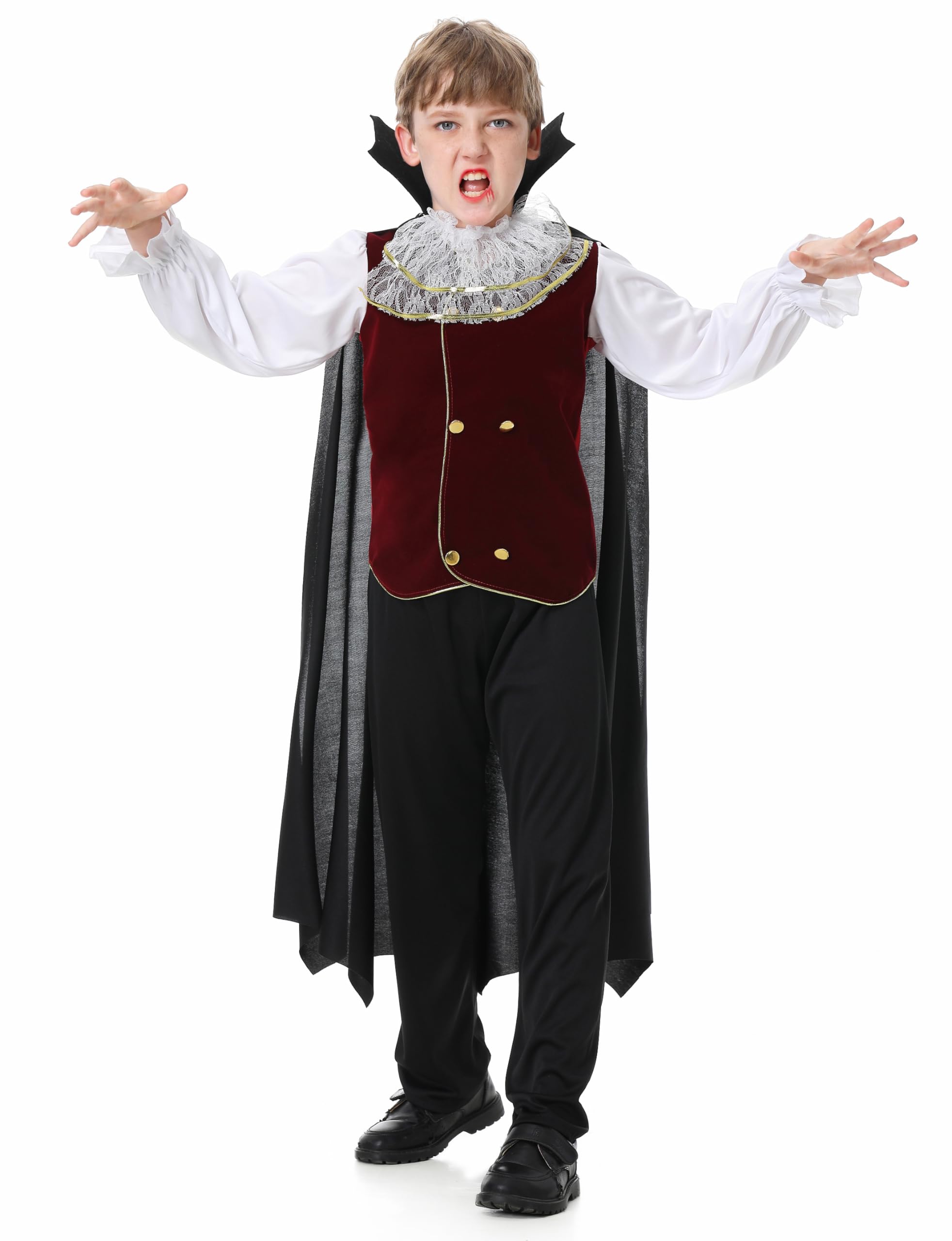 Willheoy Disfraz Vampiro Niño Disfraz Halloween Dracula Niño Disfraces Traje Vampiro Cosplay Carnaval 4-12 Años