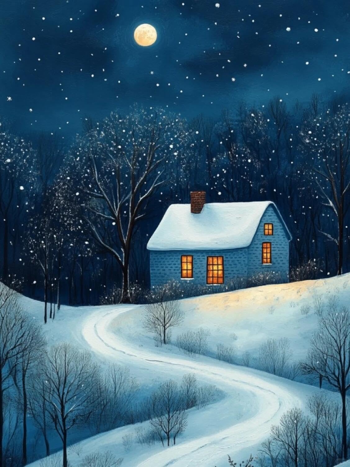Rqwybcaxn Embroidery Beads Kit Snow Cabin 40x50cm