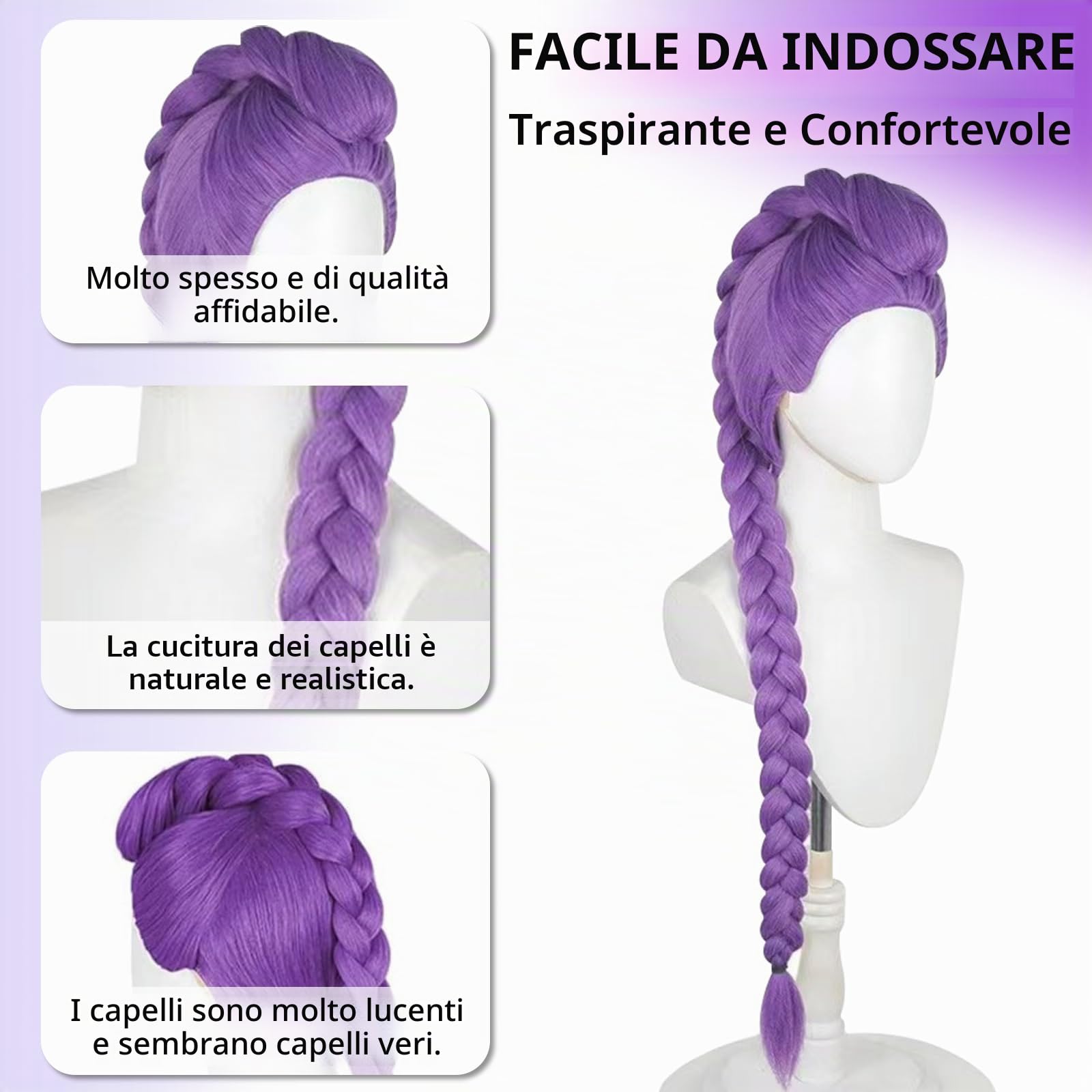 Parrucca da Cosplay per Bambina, Parrucca R-umi Bambina, Carnevales Parrucca Ragazza, Violete Cosplays per Costume di Demone Animes, Accessorio per Carnevales Halloween Cosplay