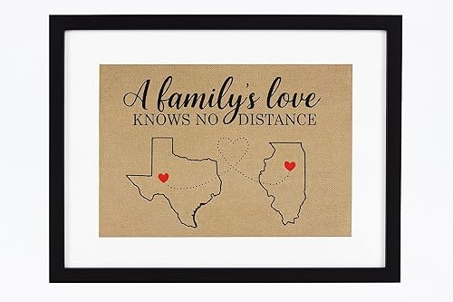 Regalo familiar personalizado de larga distancia, regalo de Navidad para mamá, papá, abuela, padre, madre: mapa de cualquier ciudad, estado o país