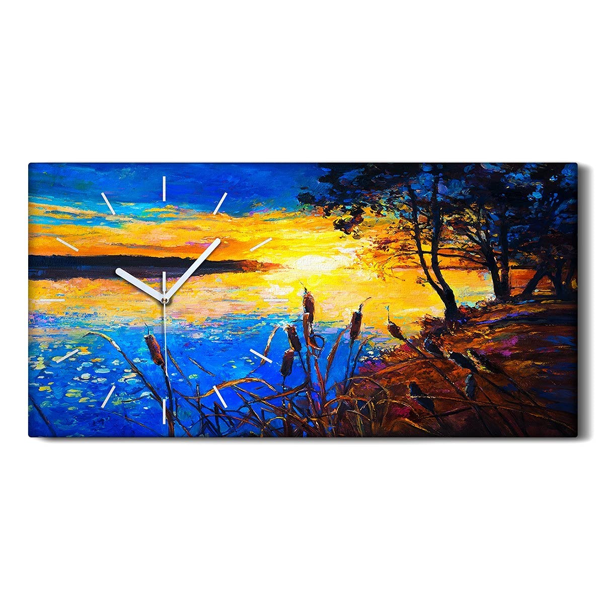 Horloge sur toile sans tic-tac 60x30cm tableau art mural moderne Coloray salon