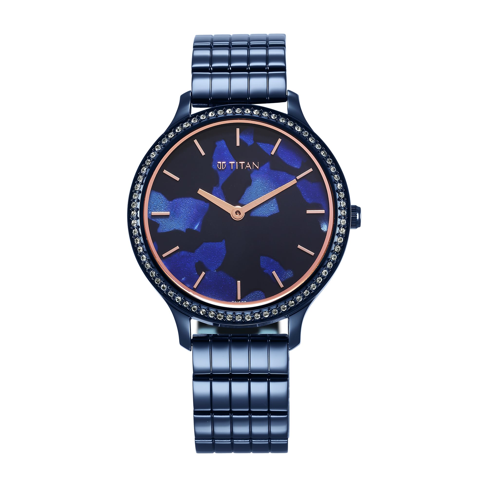 Titan Purple Secluded Quartz Analog Blue Dial with Blue Plating Stainless Steel Strap Watch for Women-picture-18