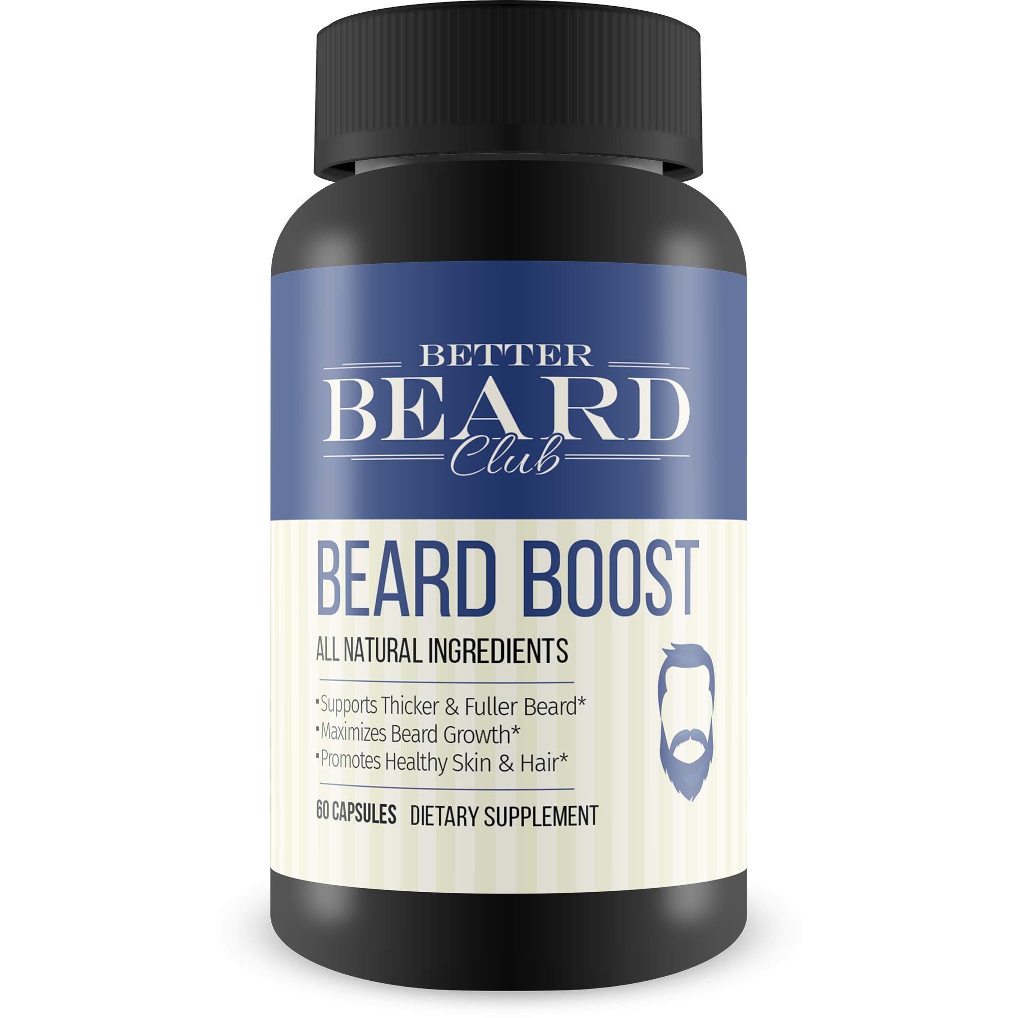 Better Beard Club- Beard Boost- All Natural Premium Beard Supplement- Supports Thicker and Fuller Beard, Maximizes Beard Growth, Promotes Healthy Skin and Hair