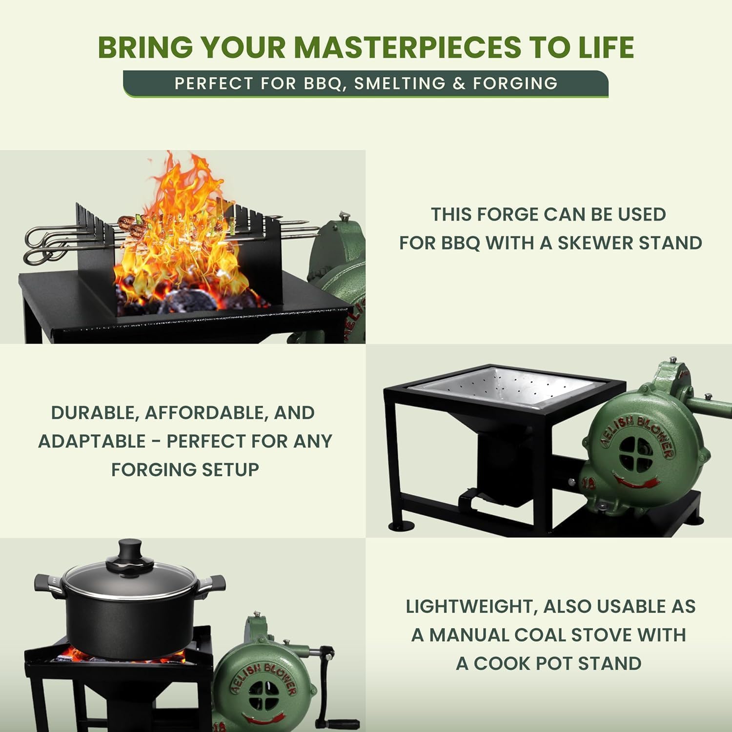 SIMOND Store Blacksmith's Forge - Soffiatore Manuale con Manico a Pedale per la Fabbricazione di coltelli, fabbri, Utensili da forgiatura, forni a Carbone, fornace, Accessori per Cottura e Barbecue,