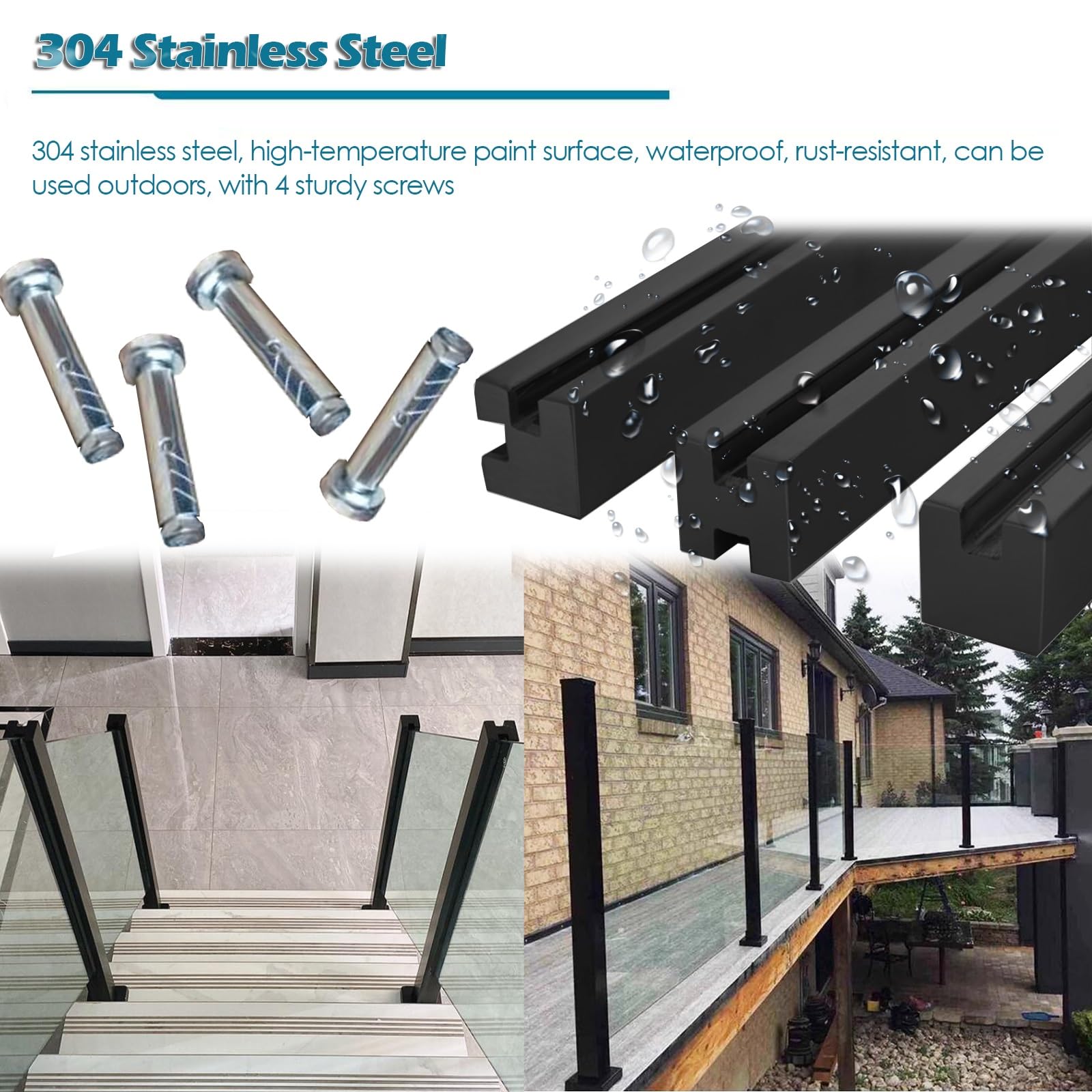 Edelstahl Glasgeländer Pfosten 60-105cm - Quadratische Geländersäulen Für Balkon & Terrasse