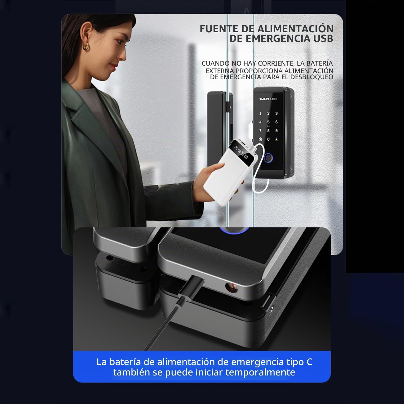Asixxsix Cerraduras Inteligentes Para Puertas De Cristal, Cerraduras Biométricas 4 En 1 Con Wifi, Huella Dactilar Y Entrada Sin Llave Con Tarjeta Ic Contraseña Llaves, Sin Taladrar