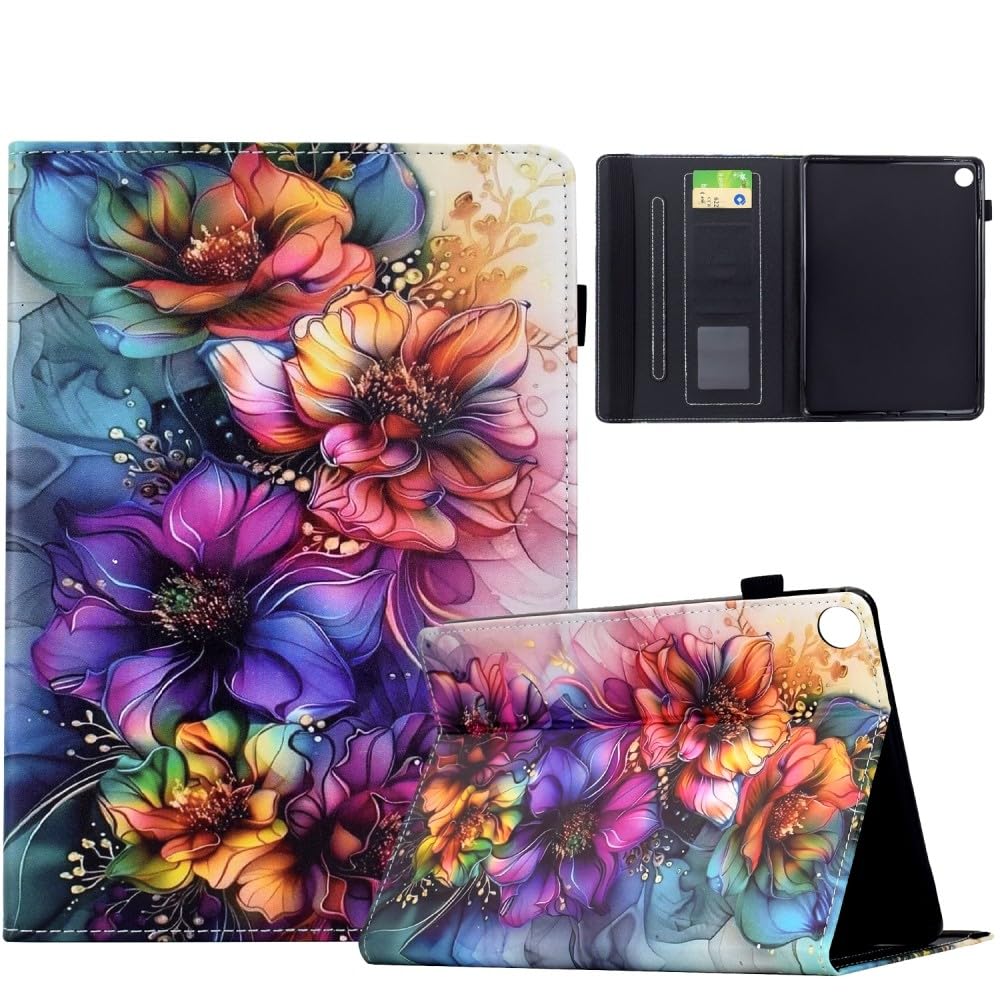 Étui Galaxy Tab A7 10.4 protégeant des rayures avec clapet portefeuille fleur - 8