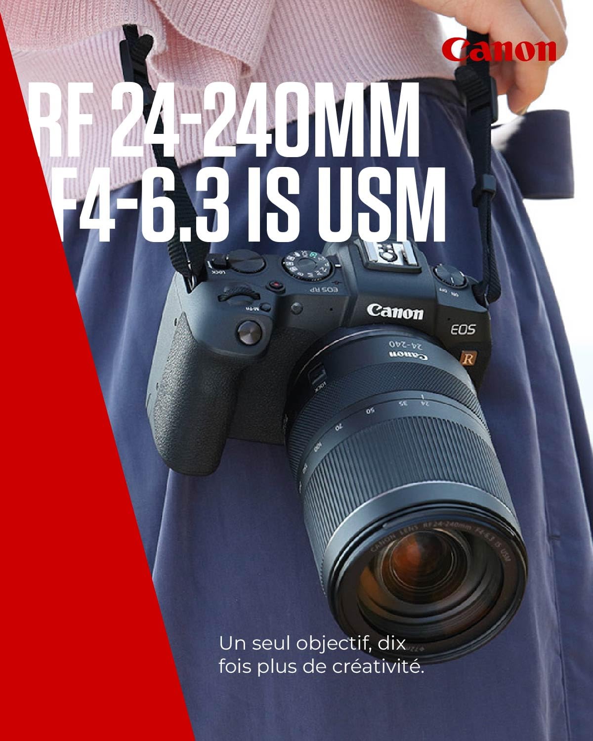 Objectif Canon RF 24-240 mm F4-6,3 IS USM téléobjectif et grand-angle standard 10x, faune, paysage, rue, compatible avec le système Canon EOS R